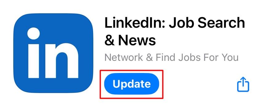Update buton to update LinkedIn through App Store.