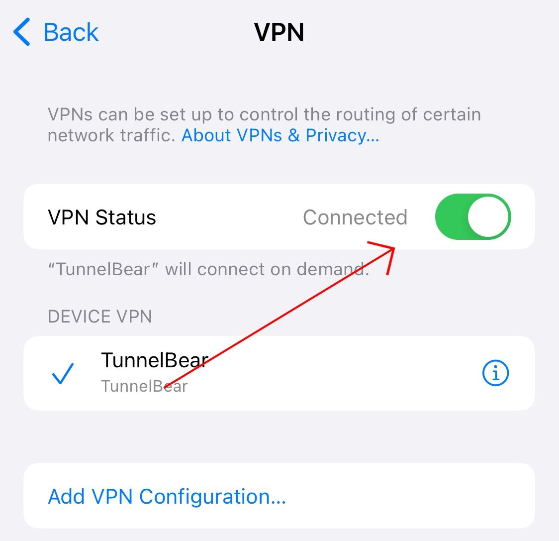 Toggle your iPhone's VPN off.