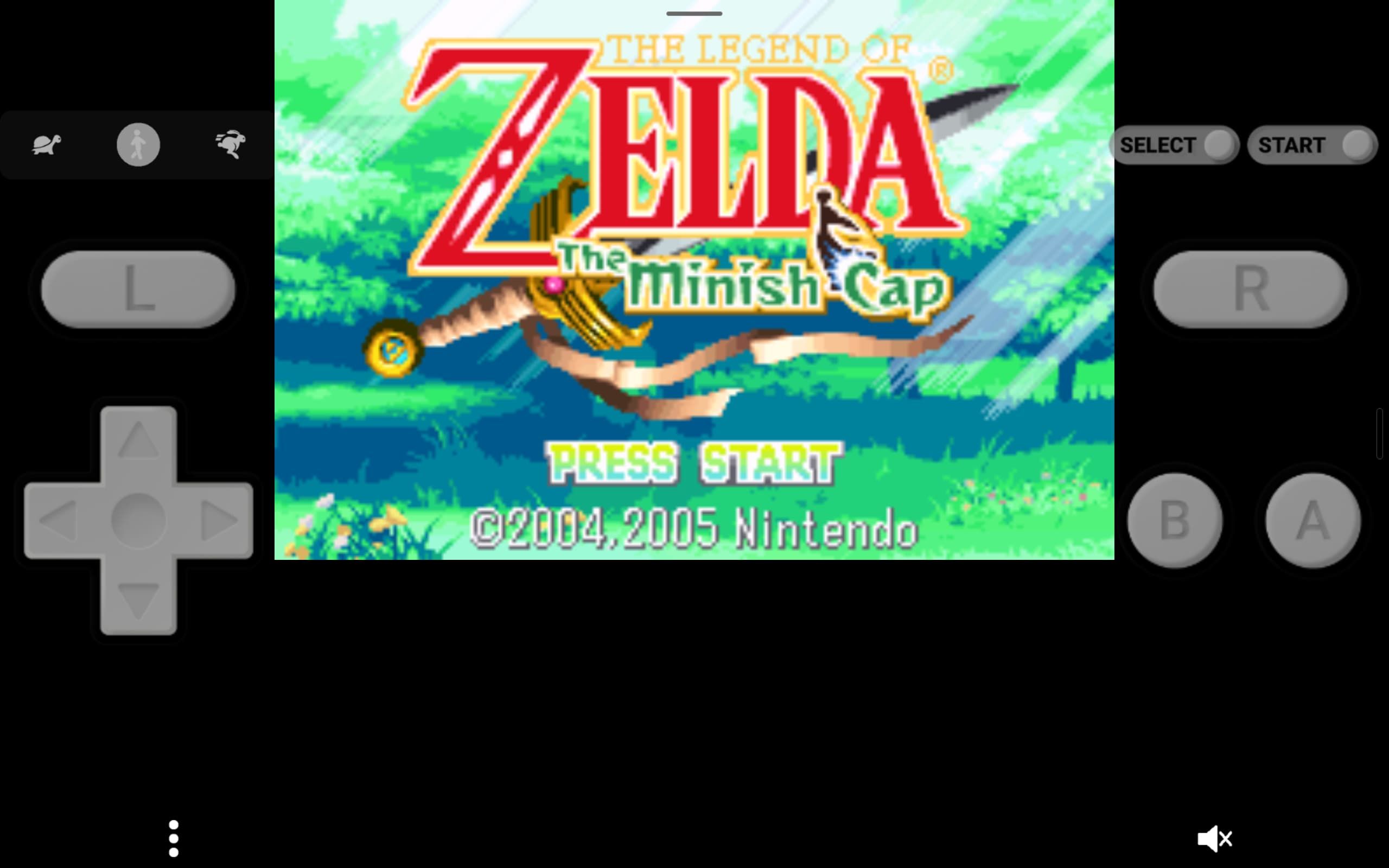 A screenshot of the Zelda running on Pizza Boy emulator.