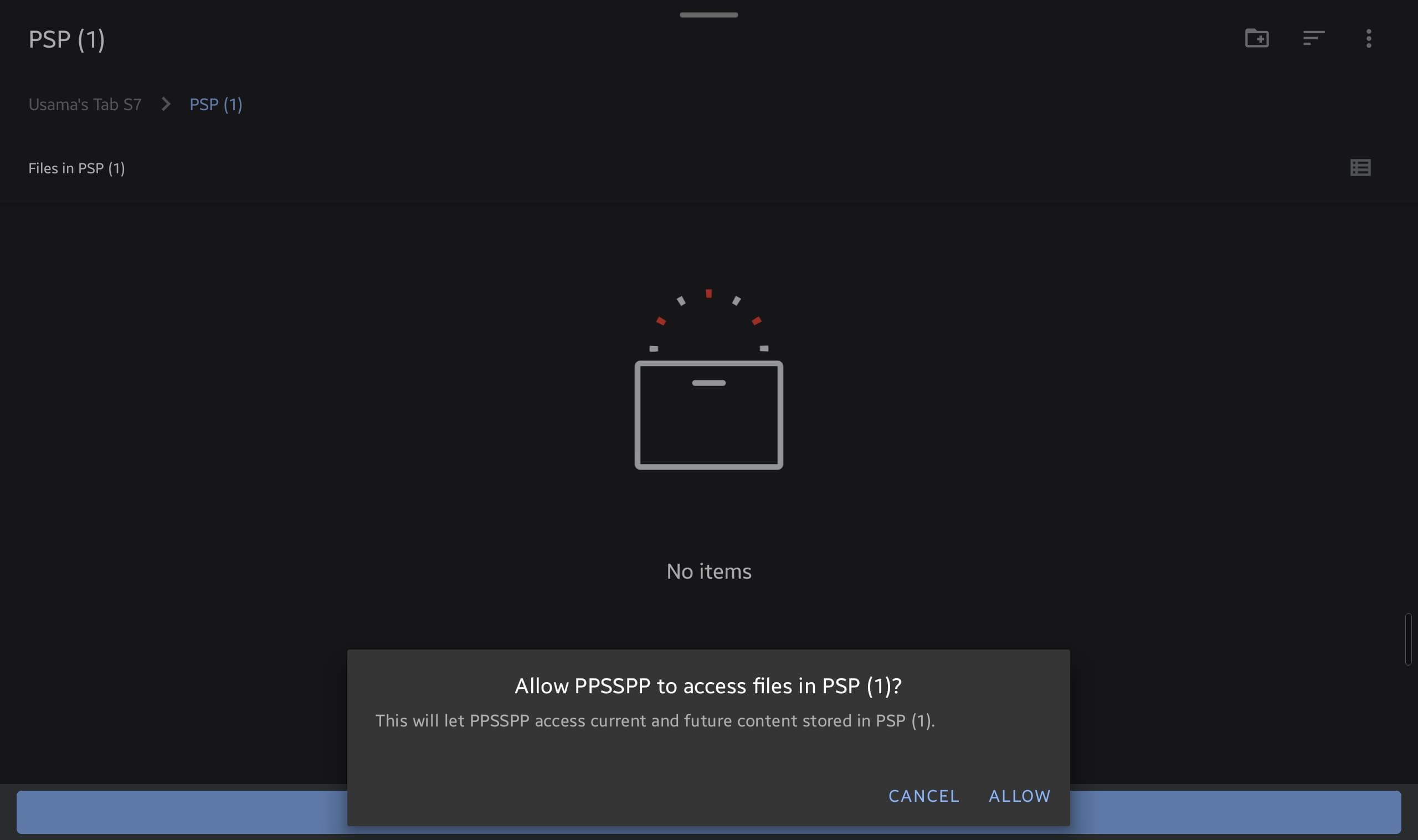 A screenshot capturing the process of creating a PPSSPP data folder.