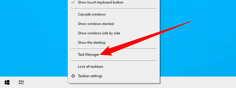 Right-click the taskbar and select 'Task Manager.'