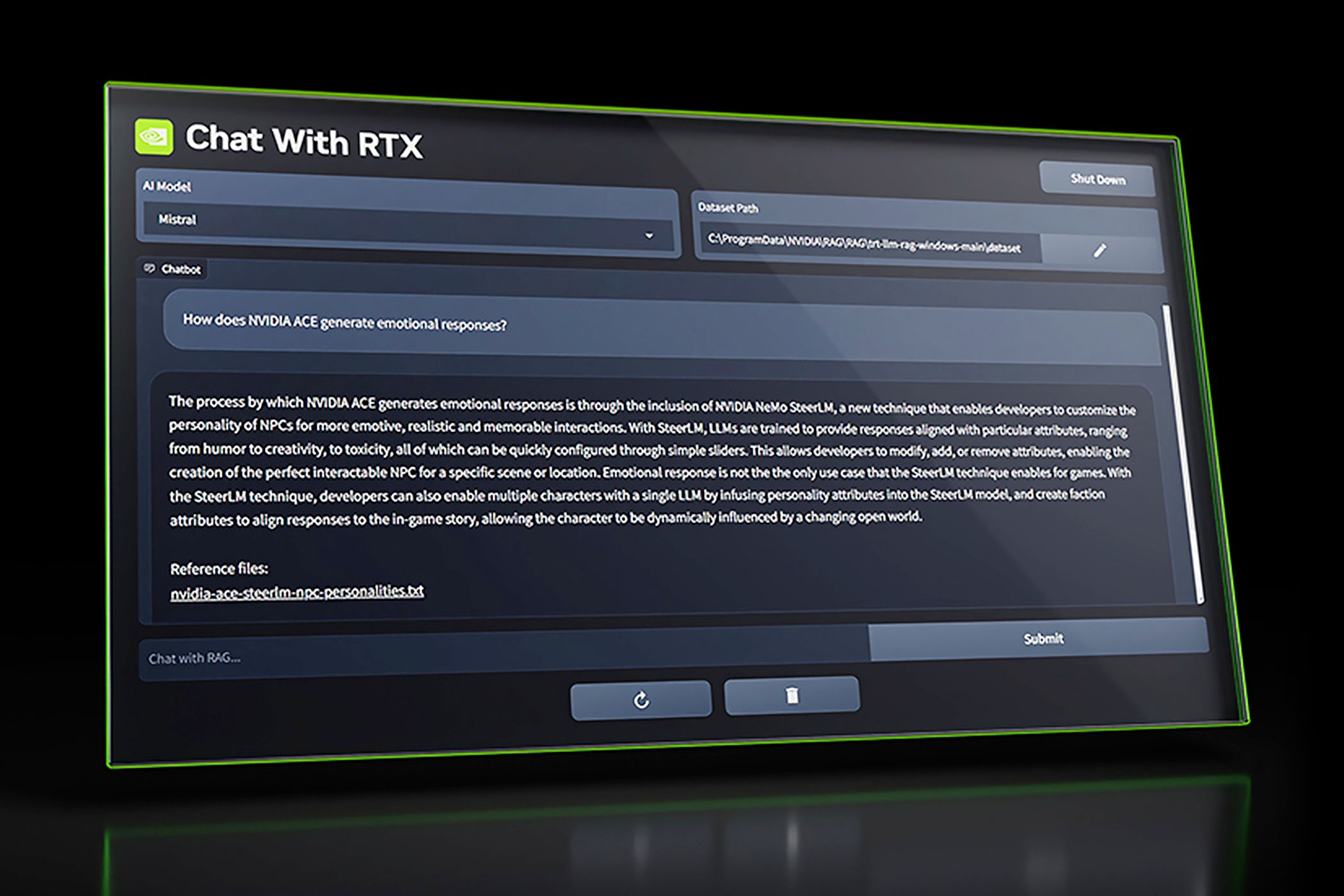 An illustration of the NVIDIA Chat with RTX interface.