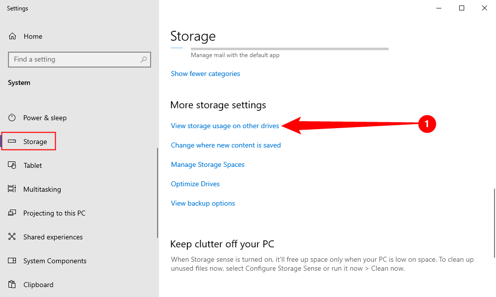 Click 'View Storage on Other Drives.'