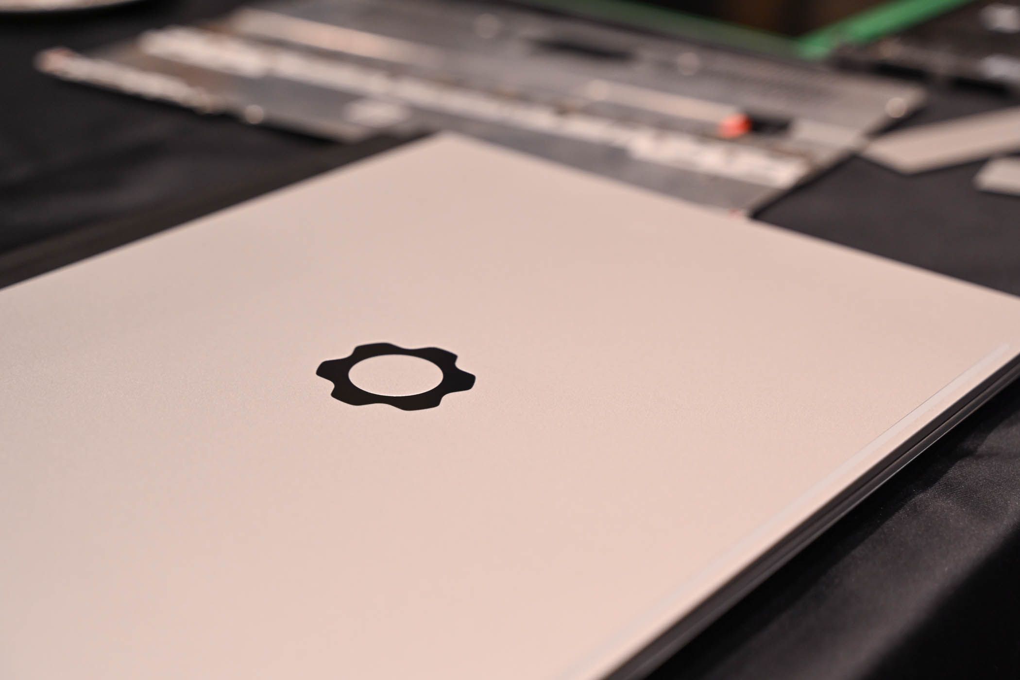 A Framework laptop on display at CES 2024.
