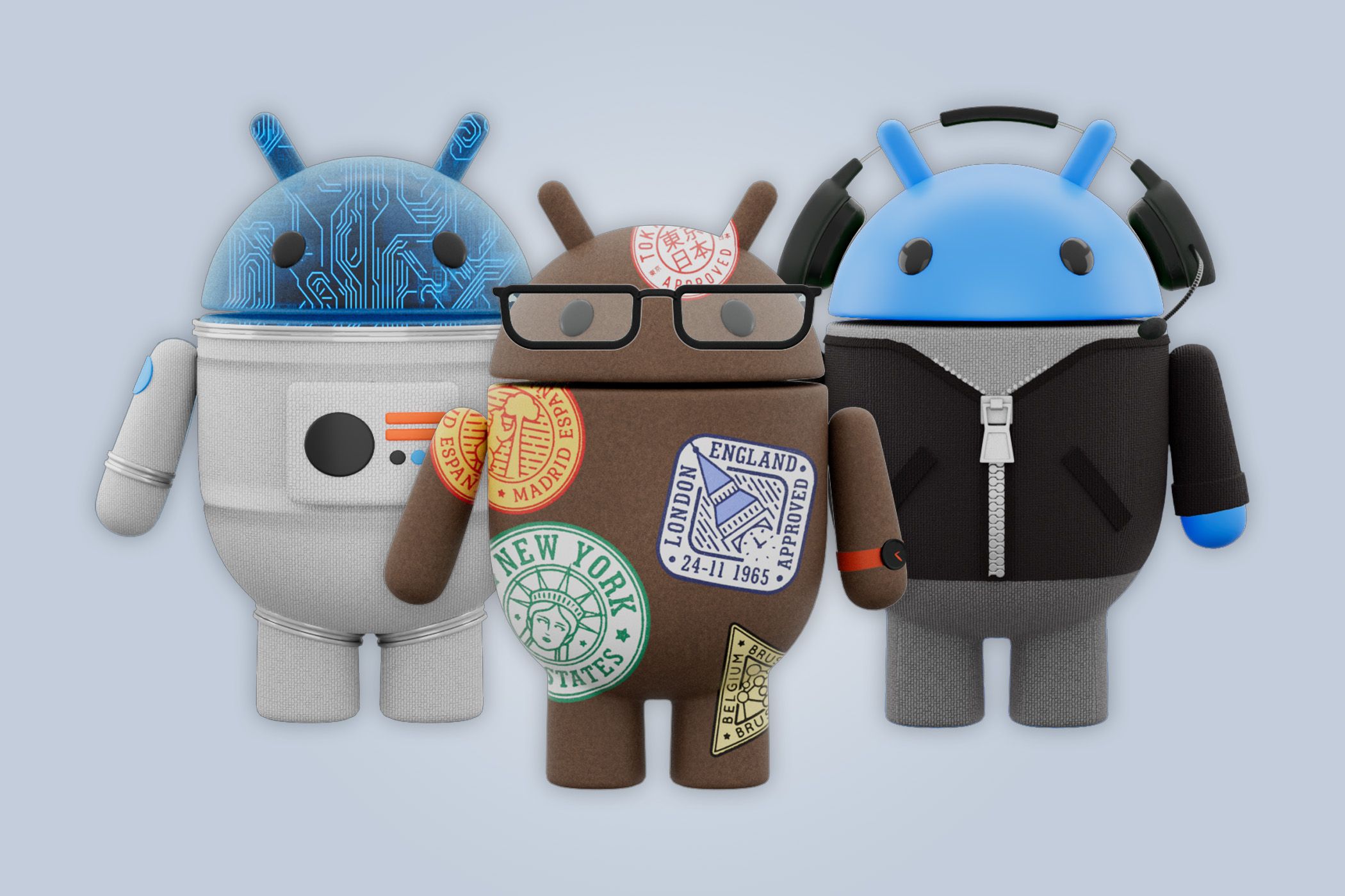 Three customized Android robots