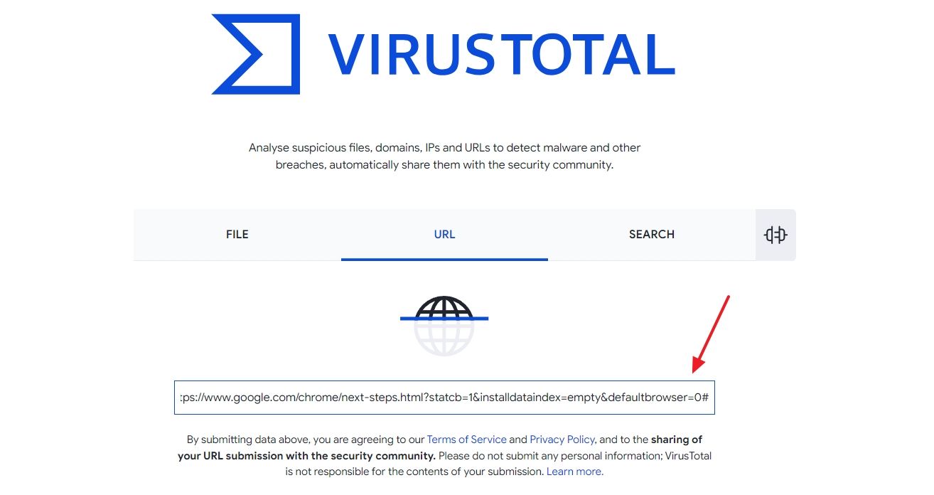 Download link on the VirusTotal website.