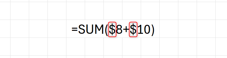 Excel formula containing dollar symbols incorrectly added as formatting.