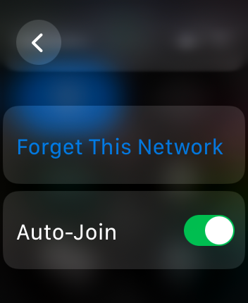Screenshot of Apple Watch Wi-Fi settings with the 