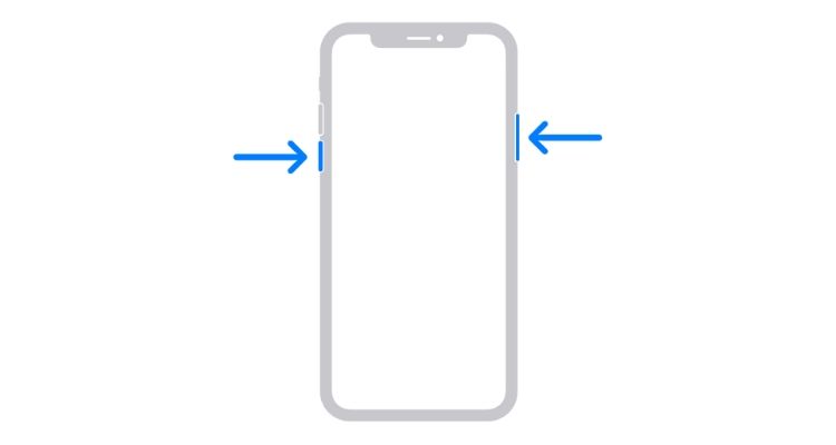 Depiction of iPhone's side buttons for rebooting the device.