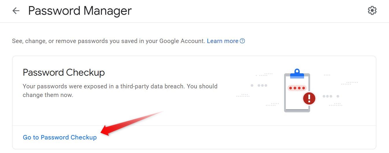 Running the password checkup in Google Password Manager.