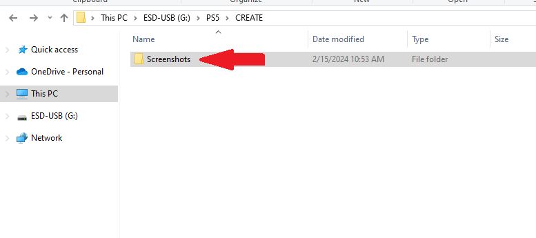 The inside of the "Create" folder where the folder containing all your captures resides.