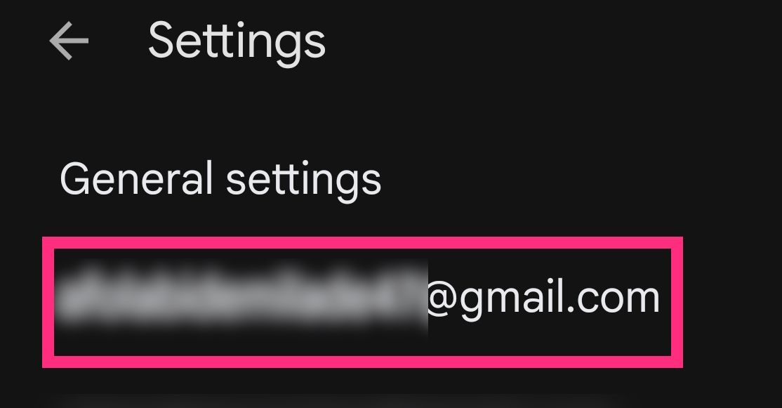 Screenshot showing Gmail email address under General Settings