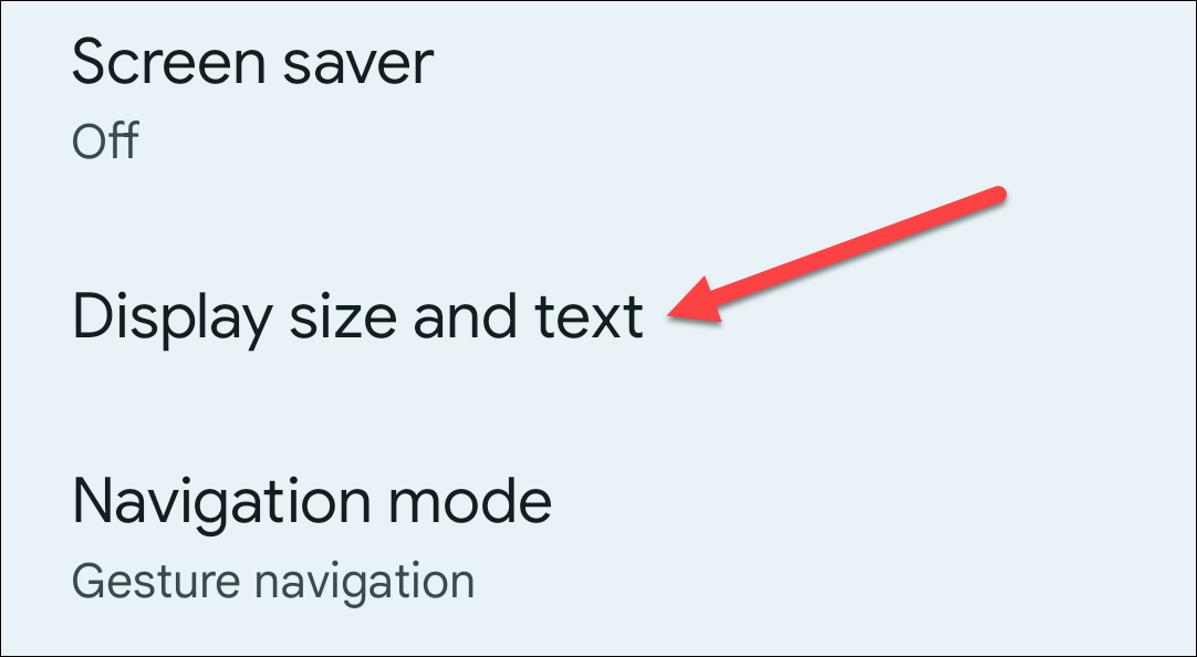 Display Size and Text section.
