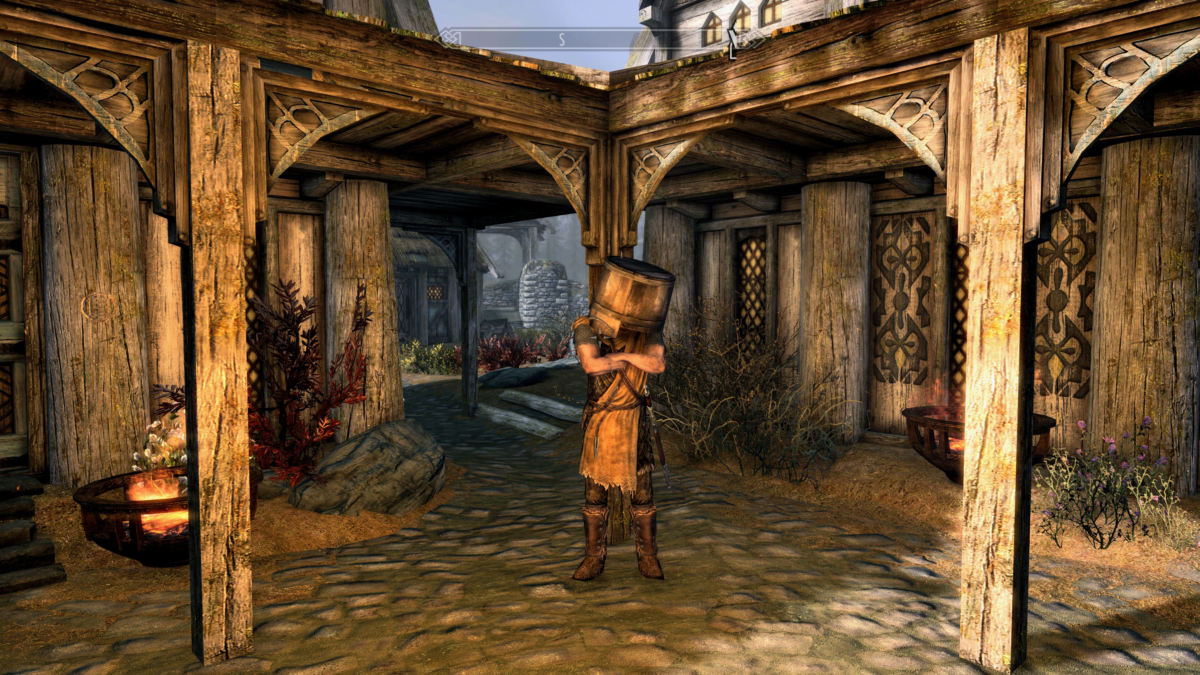 The Elder Scrolls V: Skyrim's whiterun guard with a bucket on his head.