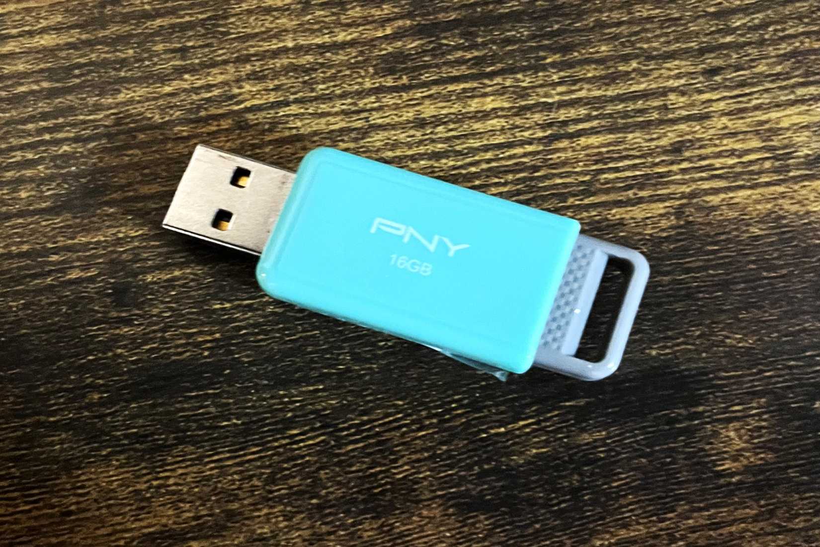 A USB flash drive with a bootable Linux image file loaded on it.