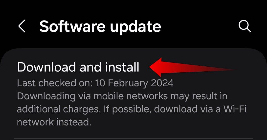 Downloading and installing a software update on Android.