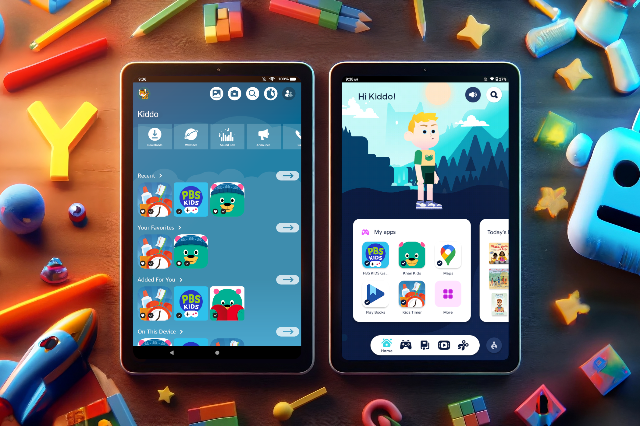 Amazon Kids and Google Kids Space on tablets.