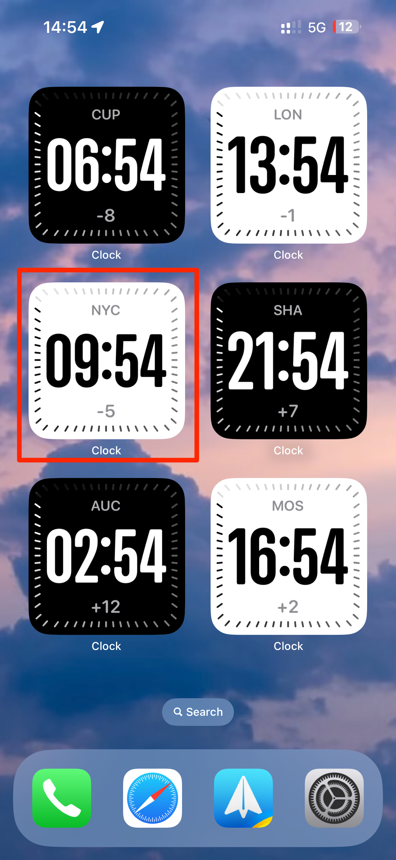 City Digital widgets on iPhone's Home Screen.