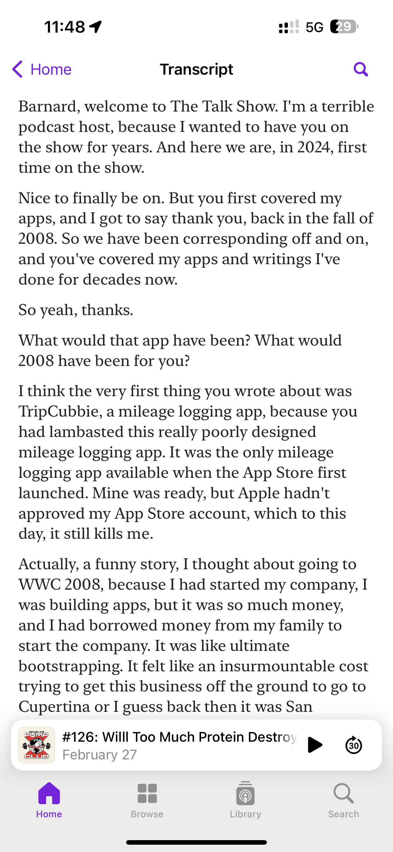 Episode transcript in Apple Podcasts on iPhone.