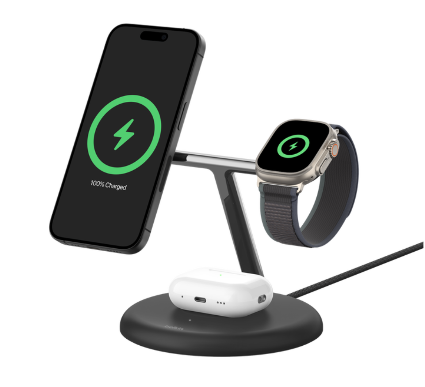 Belkin BoostCharge Pro 3-in-1 Magnetic Wireless Charging Stand with Qi2 