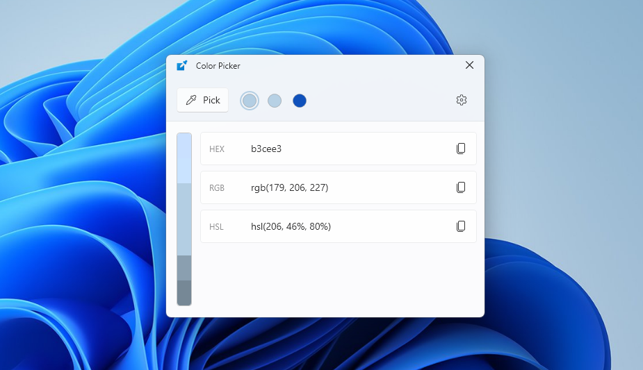 Screenshot of color picker in PowerToys