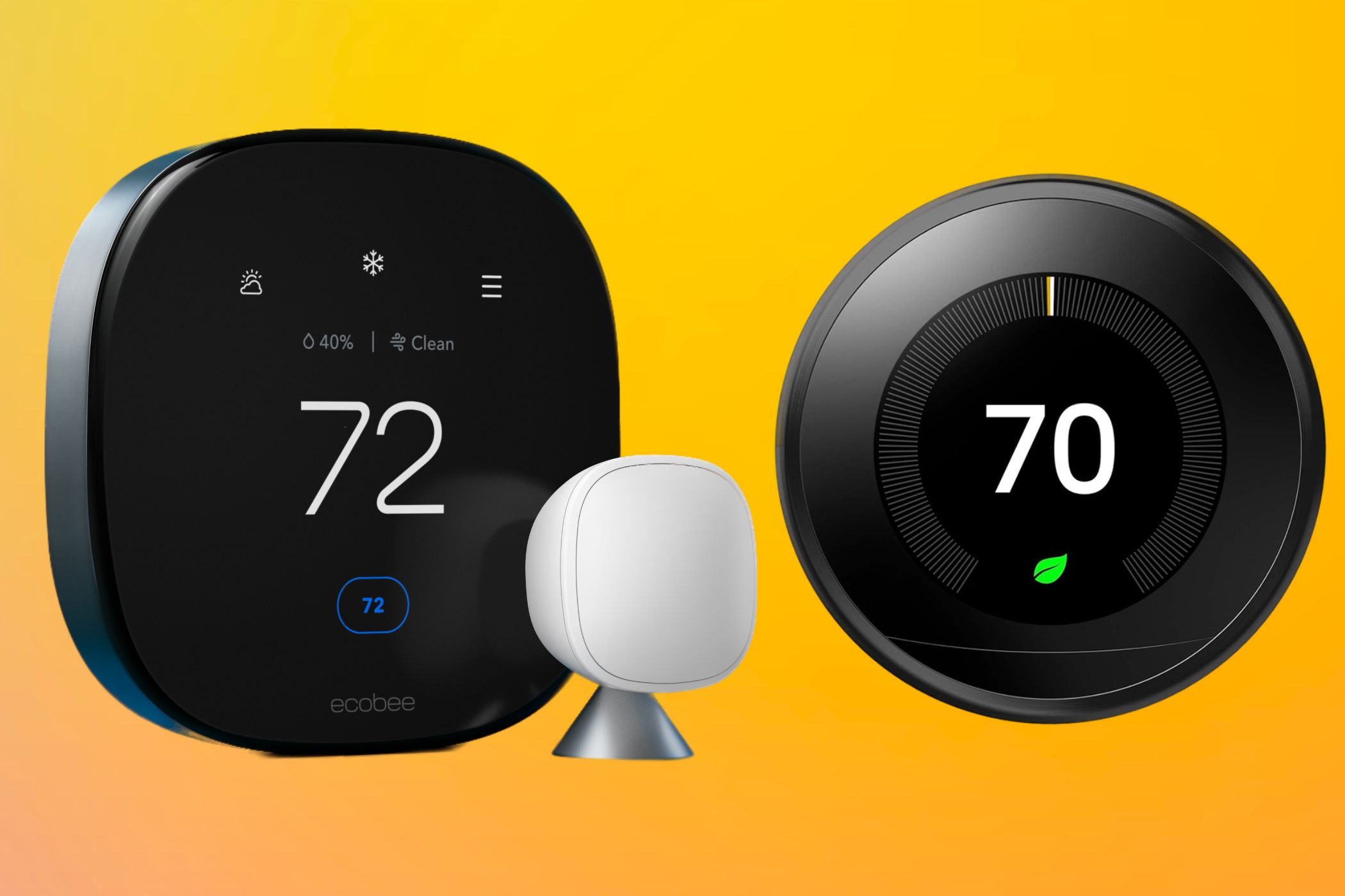 A comparison of the Google Nest Learning Thermostat and Ecobee Smart Thermostat Premium.