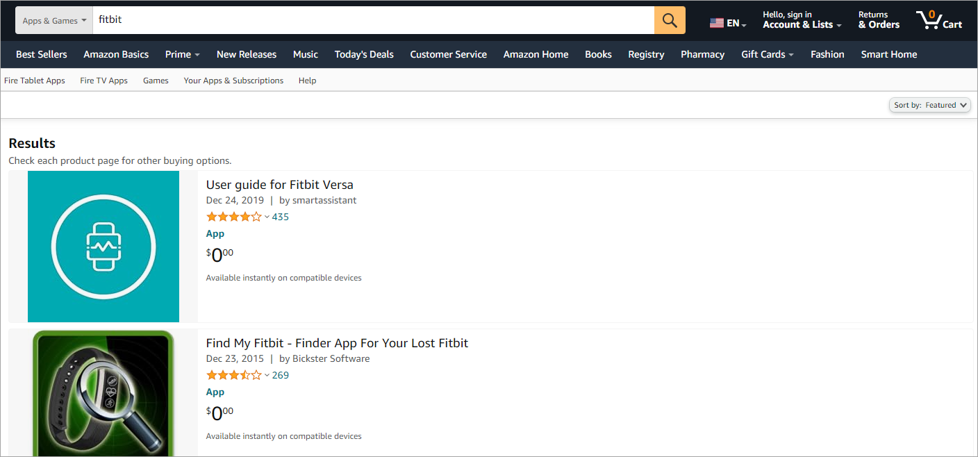 Fitbit on Amazon App Store.