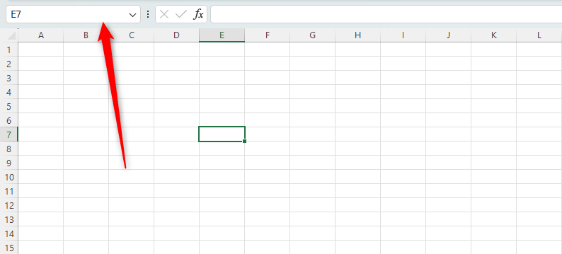 An Excel worksheet with the name box highlighted.