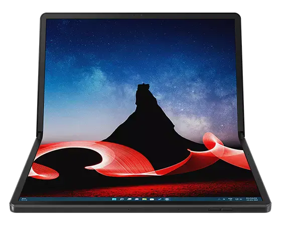 The Lenovo ThinkPad X1 Fold laptop folded.