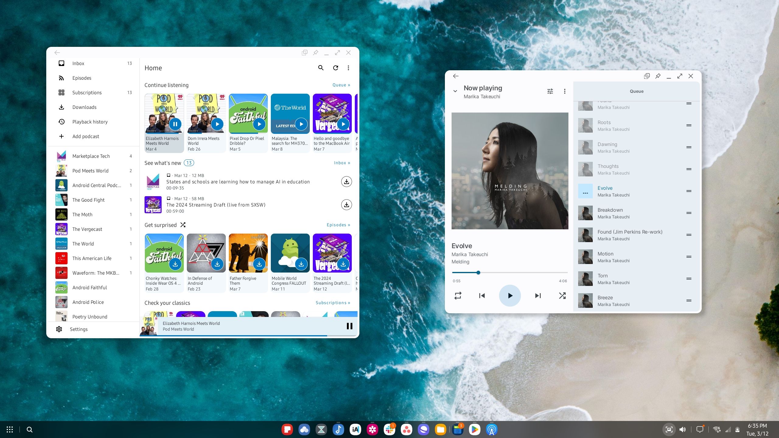 Two apps open on a Samsung DeX desktop