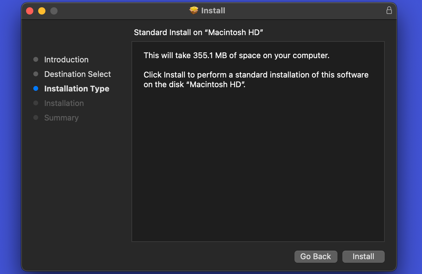 Screenshot showing the Mac app installer in action.