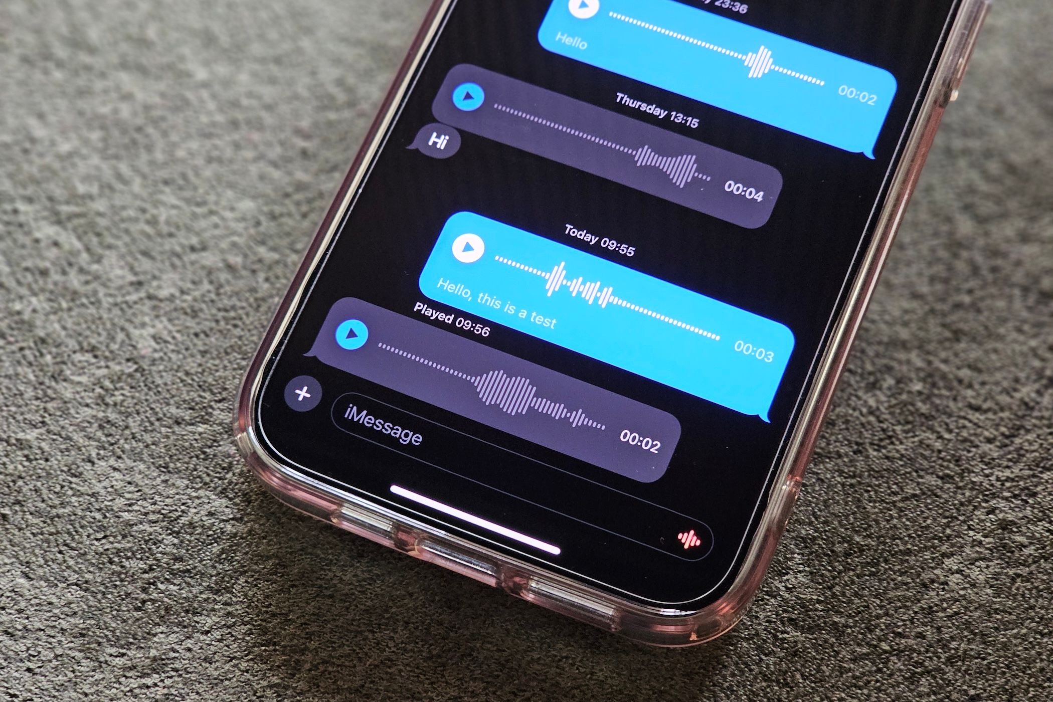 Sending and receiving voice messages on iPhone.