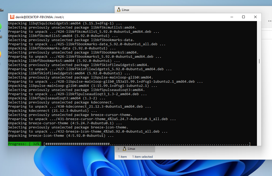 Ubuntu WSL is being updated.