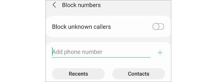 Block unknown callers with the toggle.