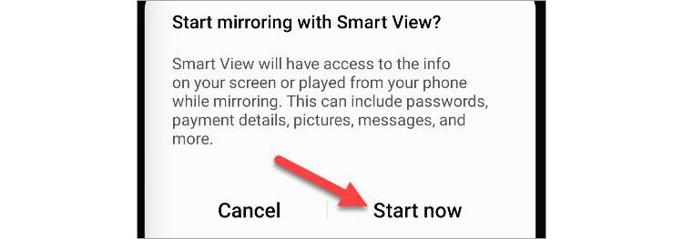 Start Now for Smart View.