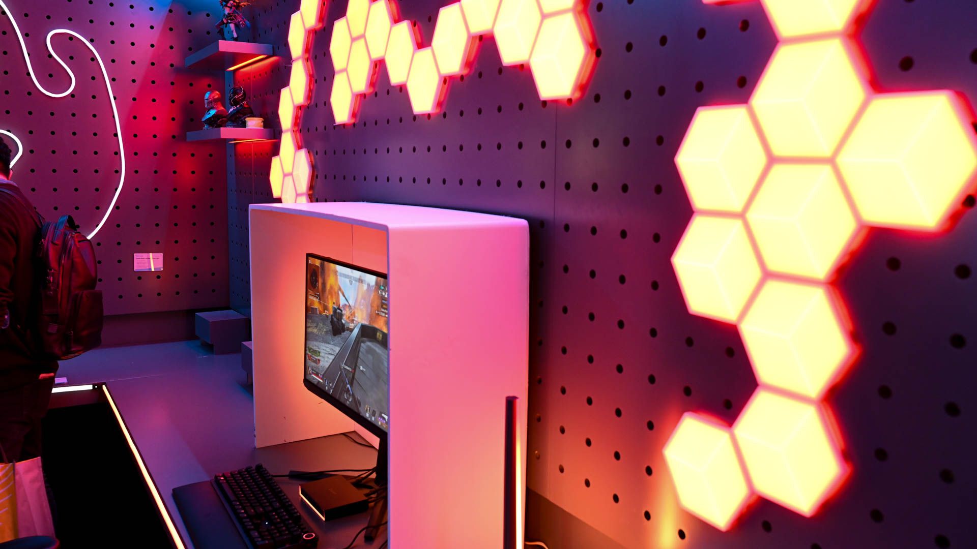 Govee wall lights behind a gaming computer