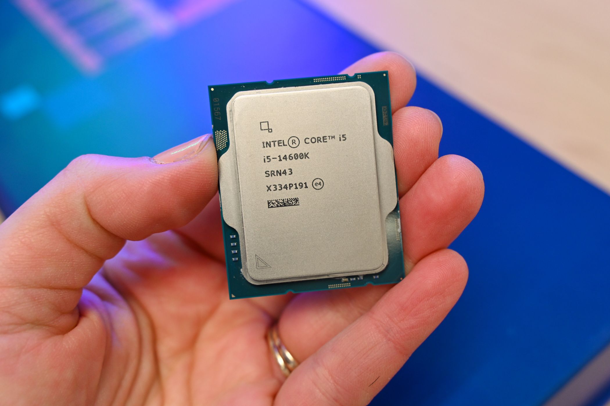 Front of the Intel Core i5 Gen 14 CPU.