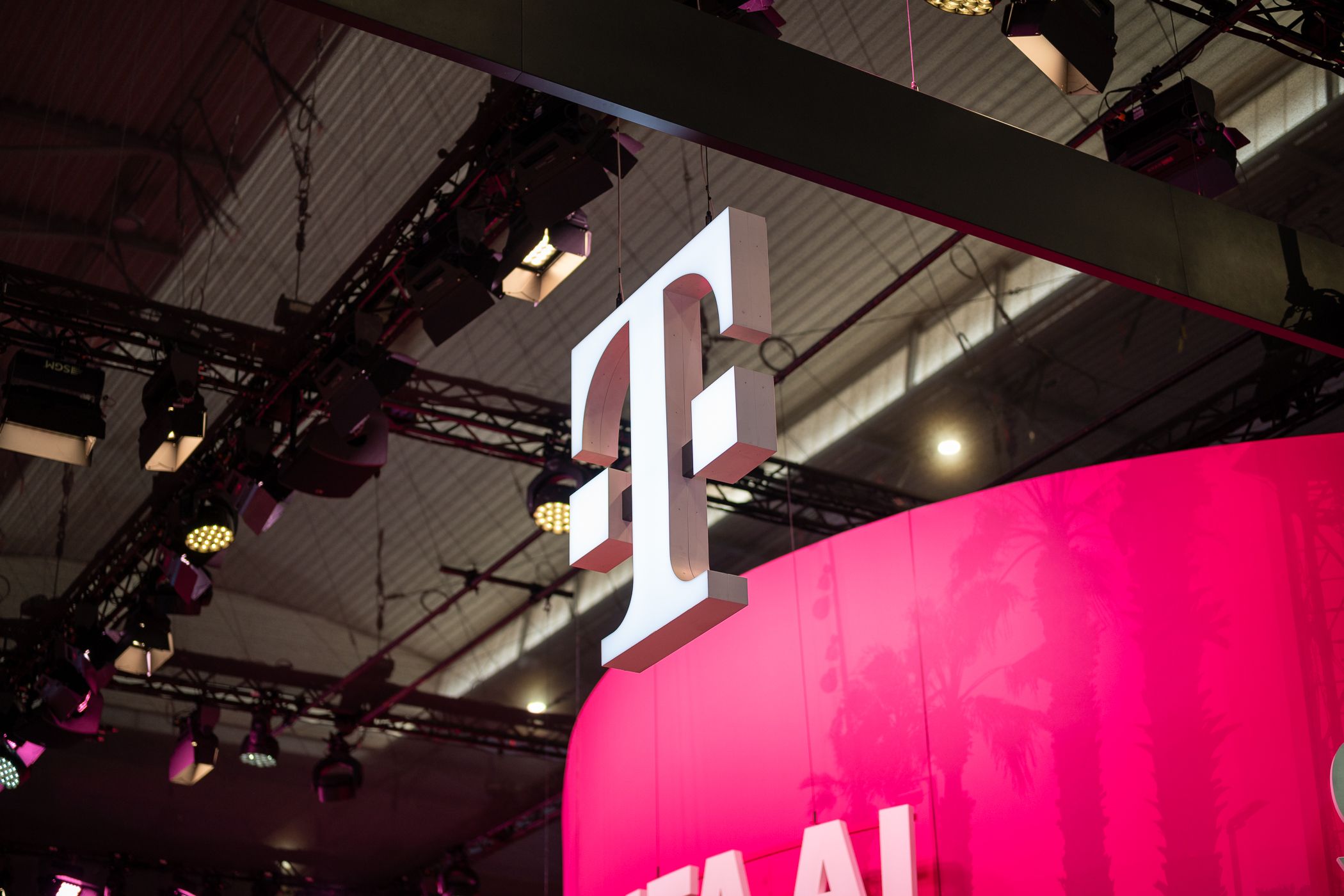 T-Mobile logo on display at MWC 2024.