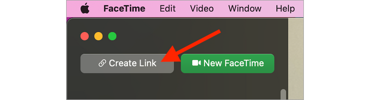 Click the Create Link button in FaceTime on Mac