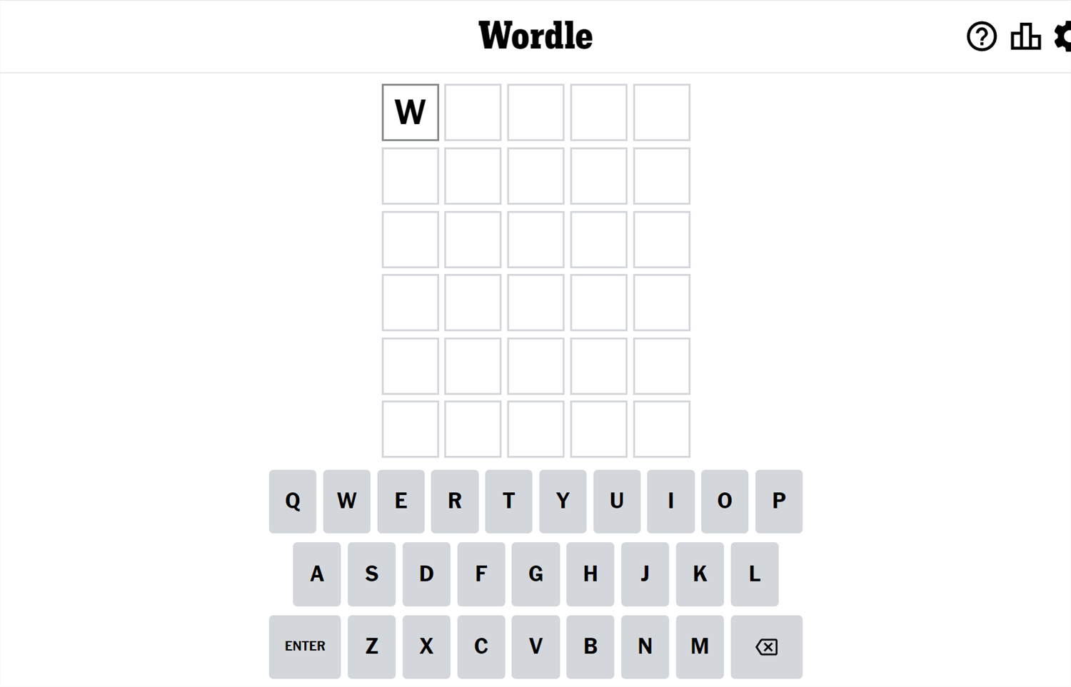 The first letter of the Wordle game of April 5th is W.