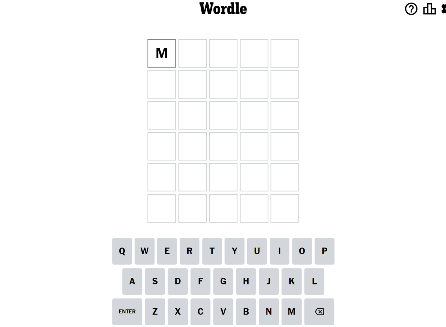 The 9th Wordle word starts with M.