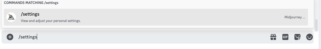 Discord Settings Command for MidJourney.