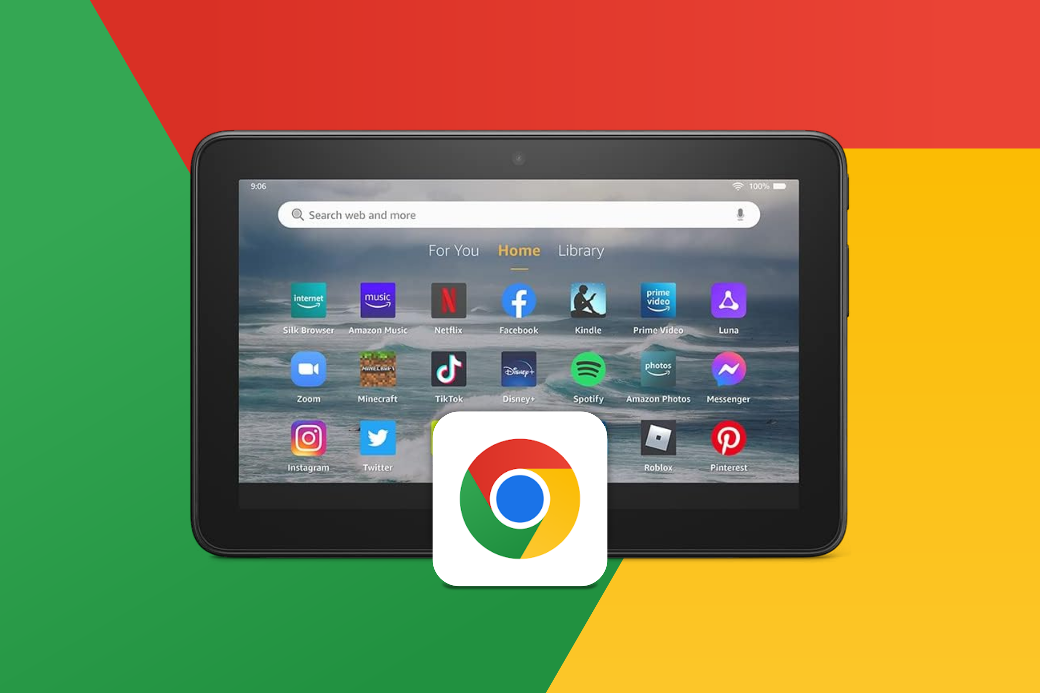 Amazon Fire Tablet and Google Chrome icon.