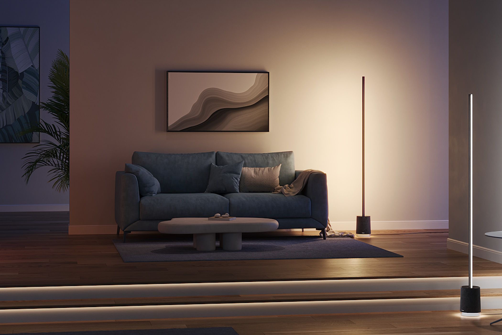 Two Govee floor lamps in a living area