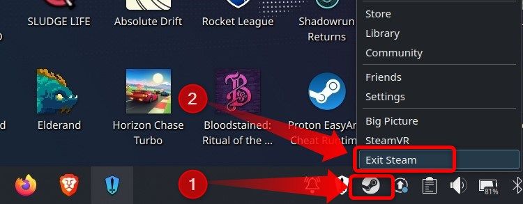 Closing down Steam on SteamOS.