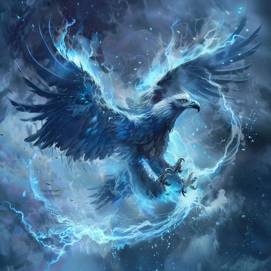 Image of a magical aether eagle created using Midjourney