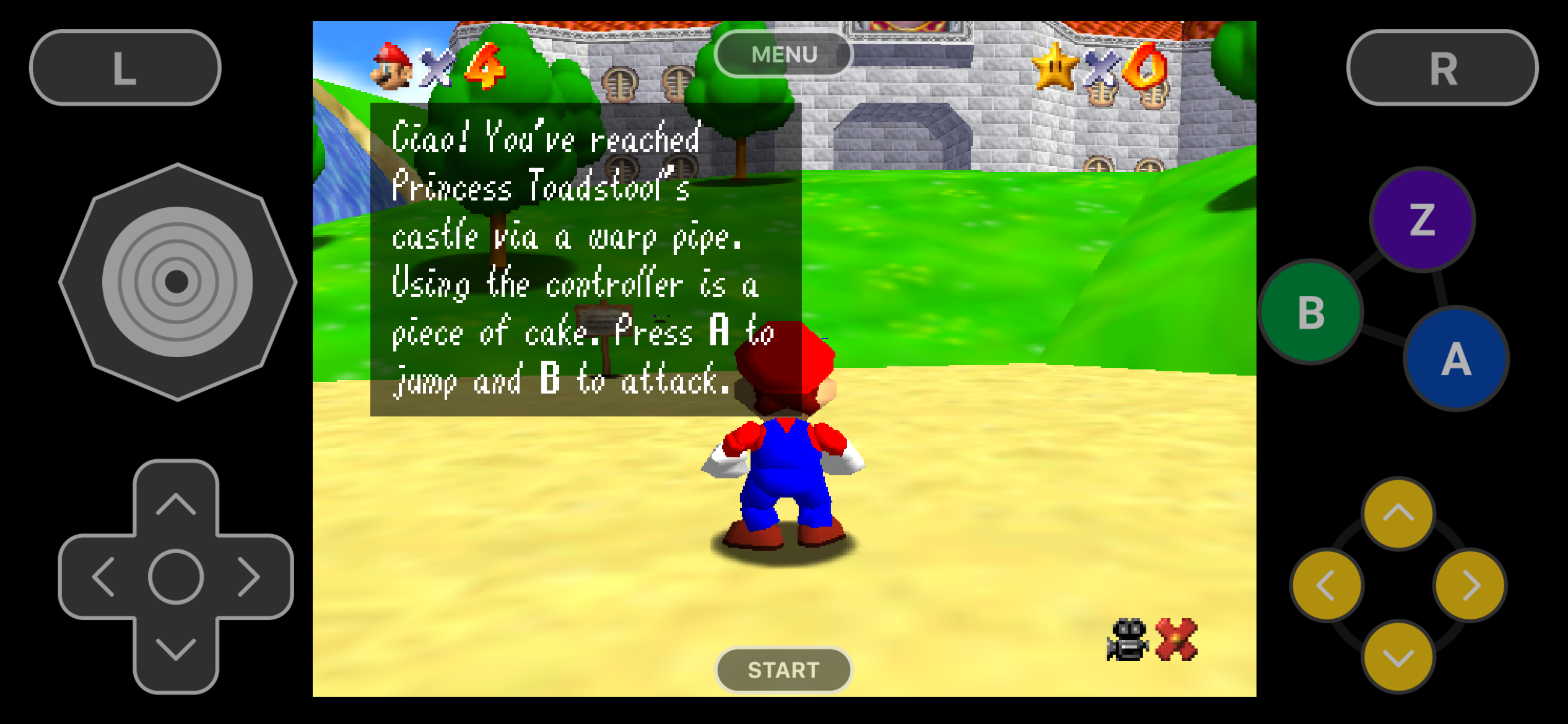 Super Mario 64 در آیفون با دلتا.