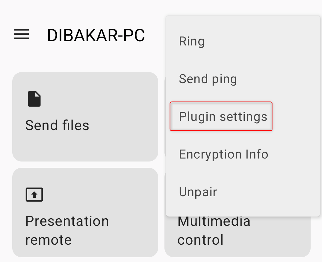 Open Plugin settings on KDE Connect Phone App