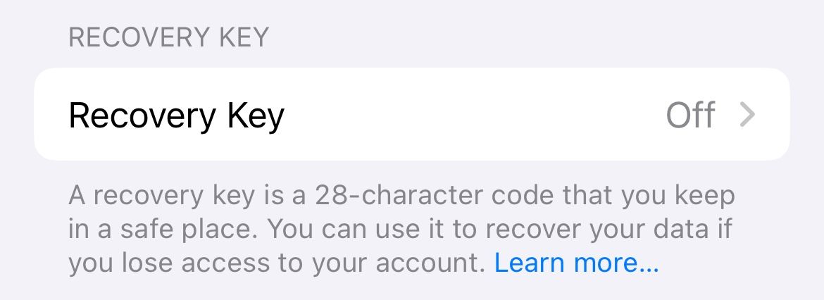 Turn Recovery Key on for your Apple ID.