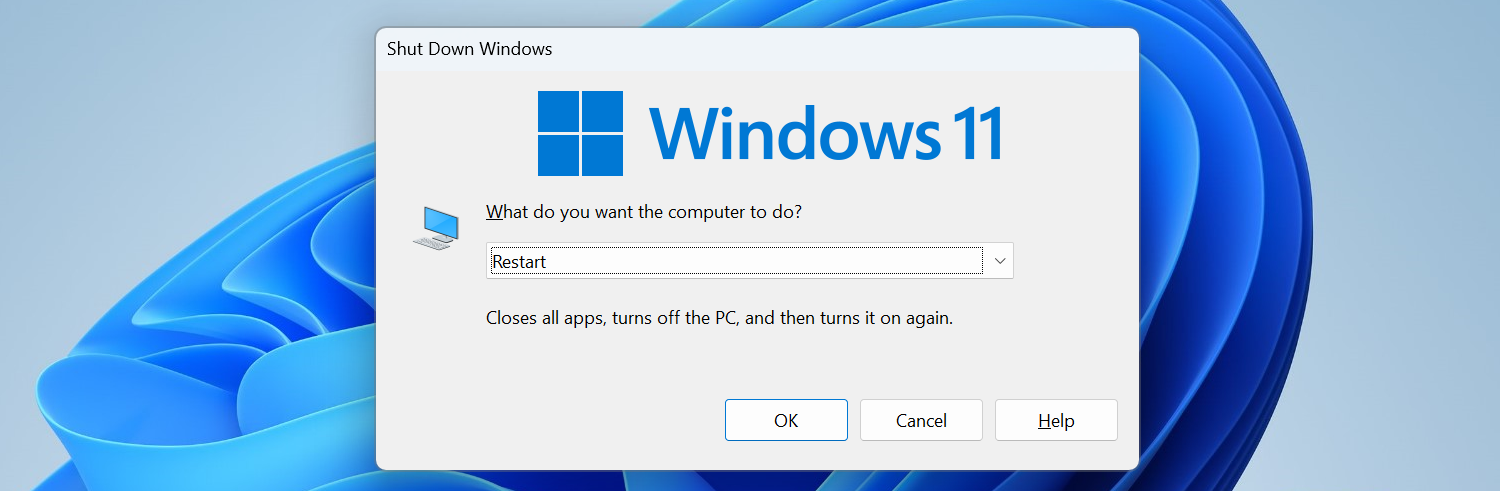Restarting a Windows 11 PC. 